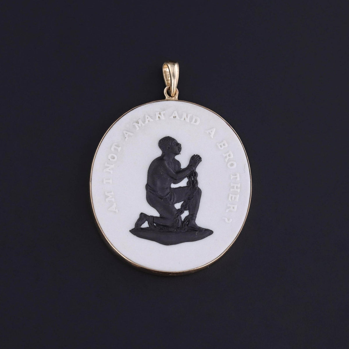 Vintage Wedgwood Anti Slavery Pendant of 14k Gold - Trademark Antiques