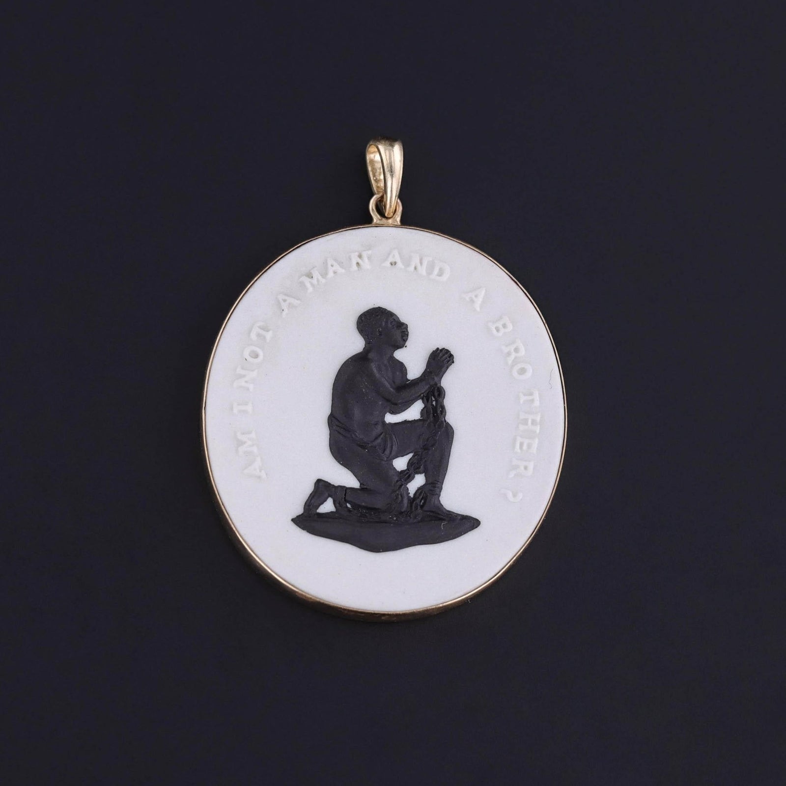 Vintage Wedgwood Anti Slavery Pendant of 14k Gold - Trademark Antiques
