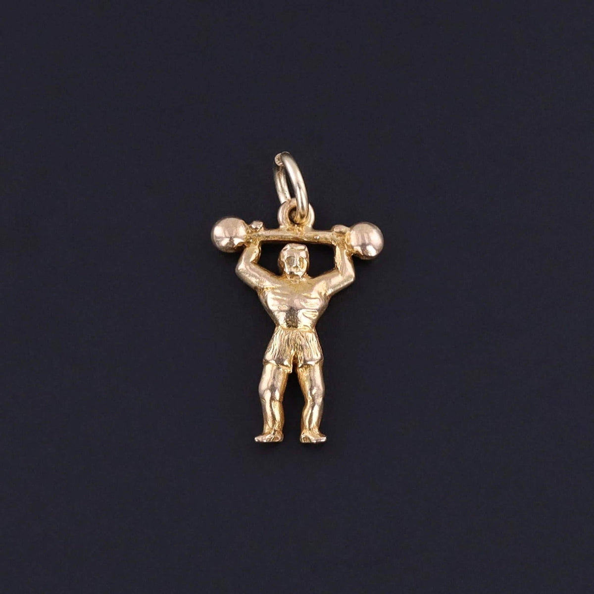 Vintage Weightlifter Charm of 10k Gold - Trademark Antiques