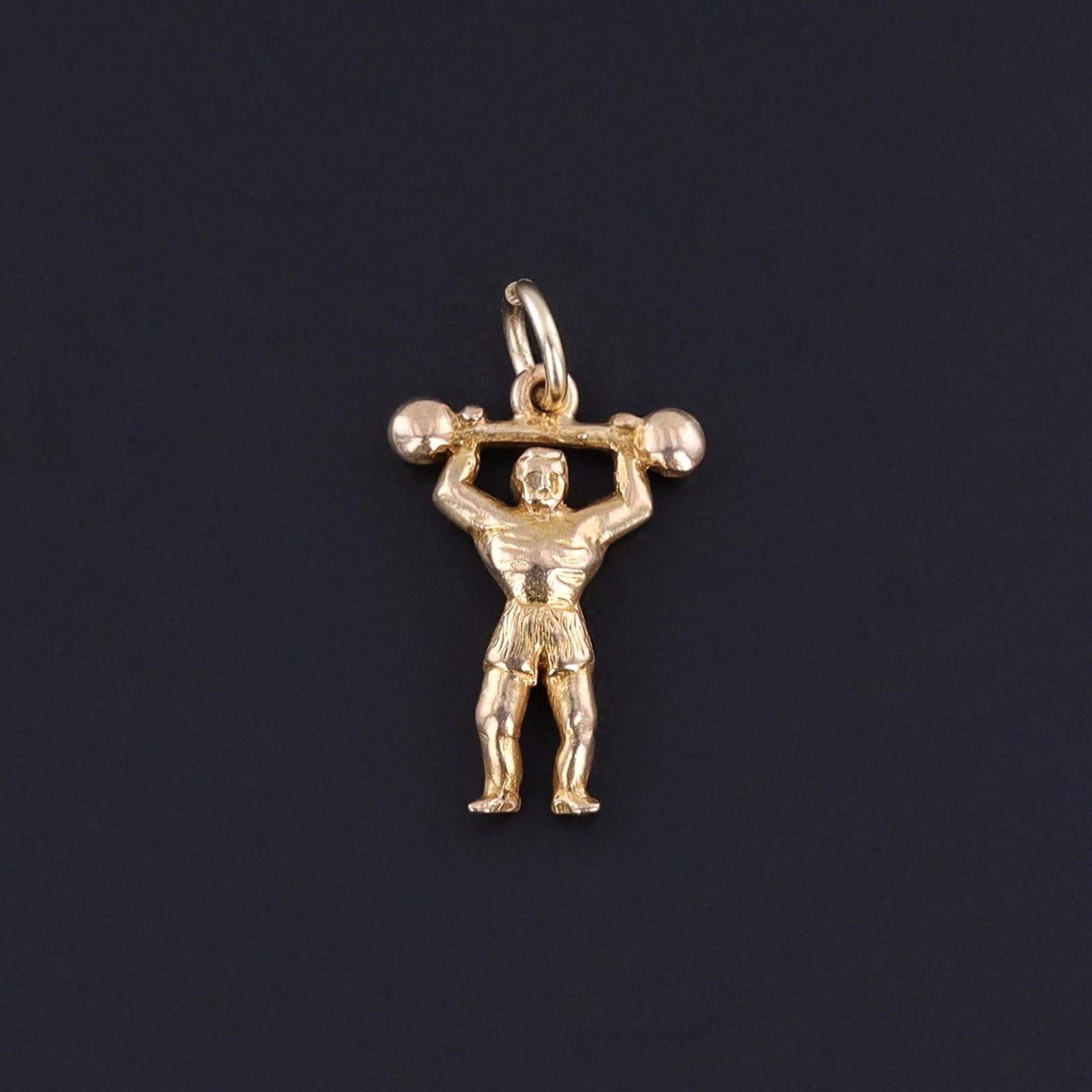 Vintage Weightlifter Charm of 10k Gold - Trademark Antiques