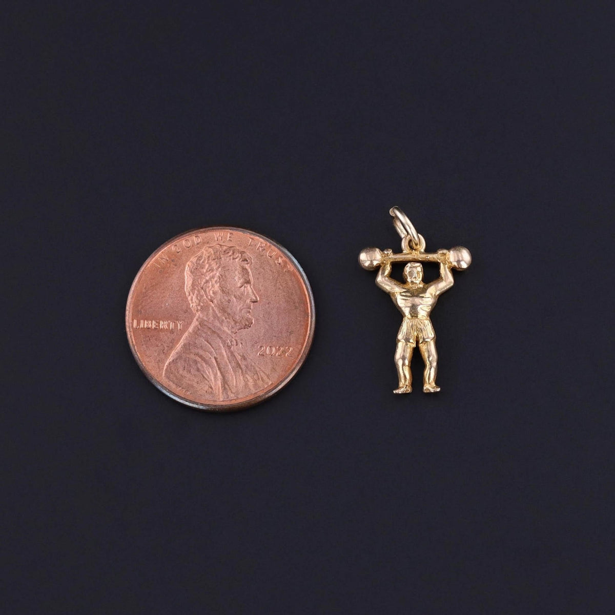 Vintage Weightlifter Charm of 10k Gold - Trademark Antiques