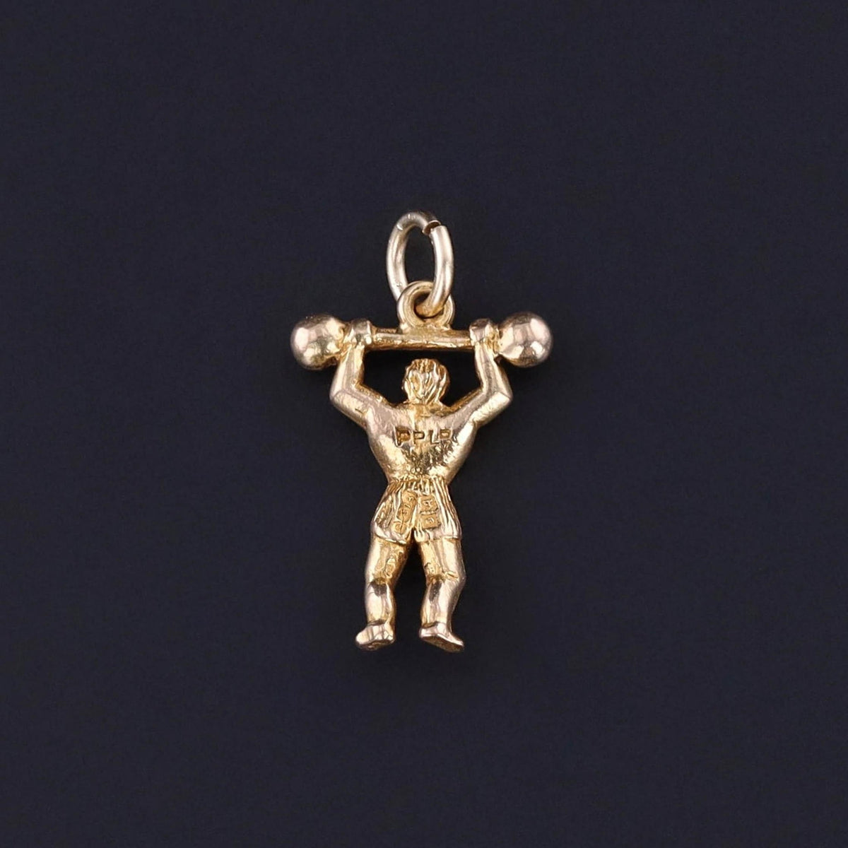 Vintage Weightlifter Charm of 10k Gold - Trademark Antiques