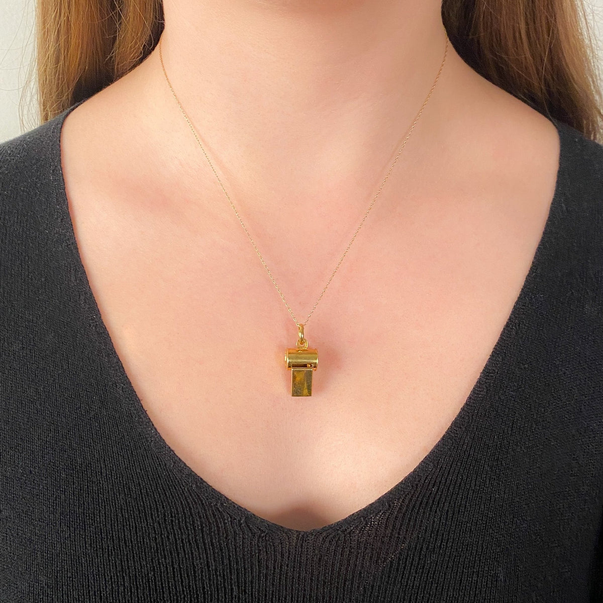 Vintage Whistle Pendant of 14k Gold - Trademark Antiques