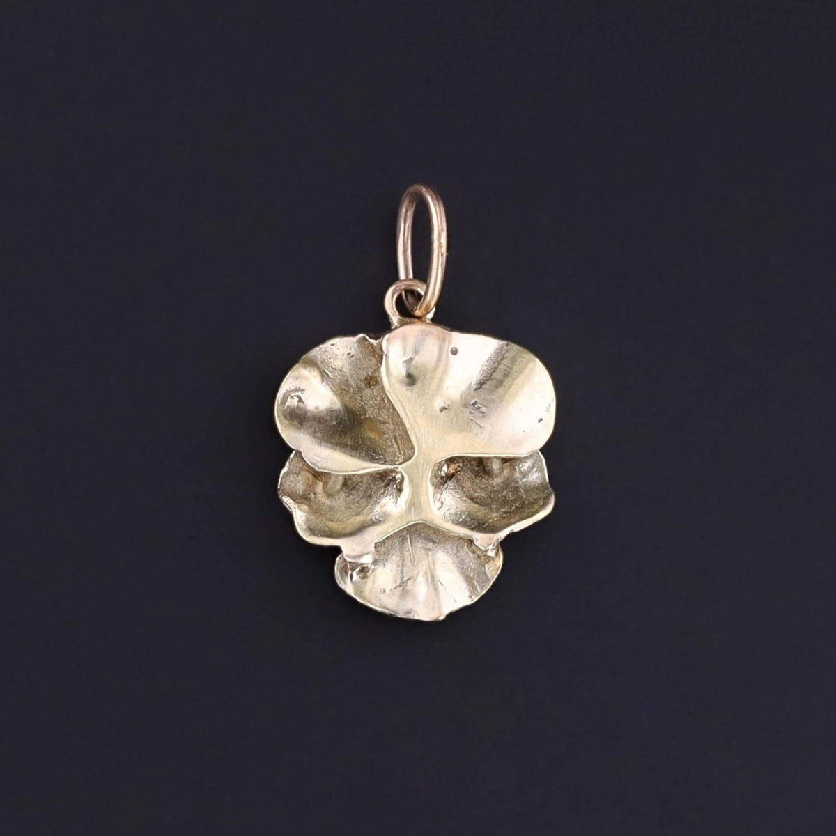 Vintage White Enamel Pansy Charm of 14k Gold - Trademark Antiques