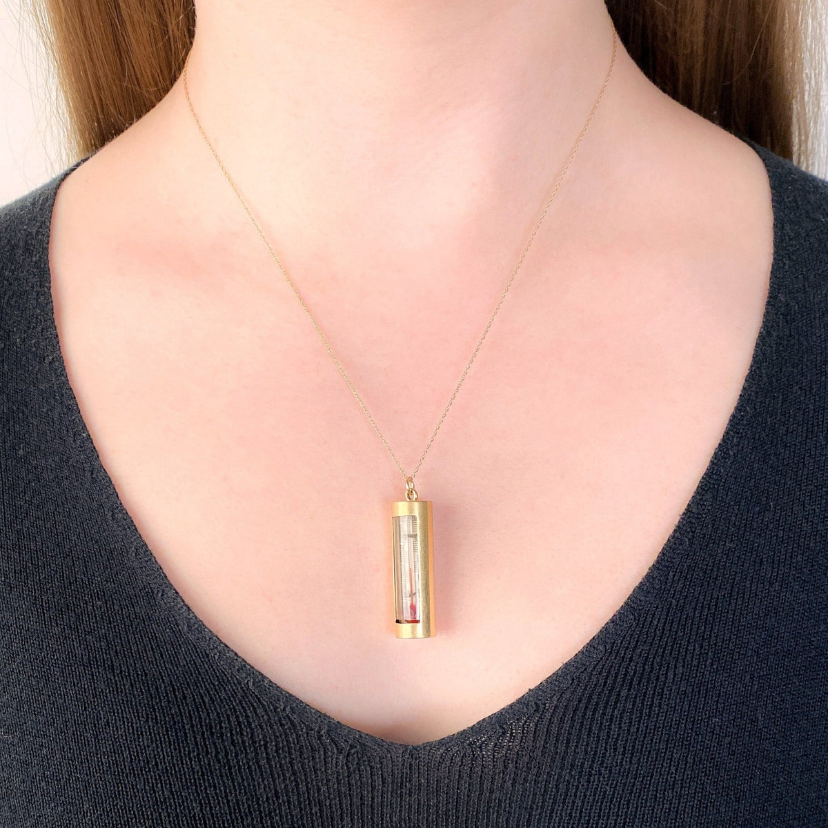 Vintage Working Thermometer Pendant of 14k Gold - Trademark Antiques