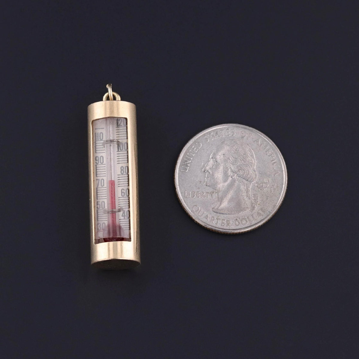 Vintage Working Thermometer Pendant of 14k Gold - Trademark Antiques