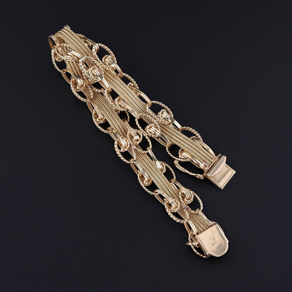 Vintage Woven Charm Bracelet of 14k Gold - Trademark Antiques