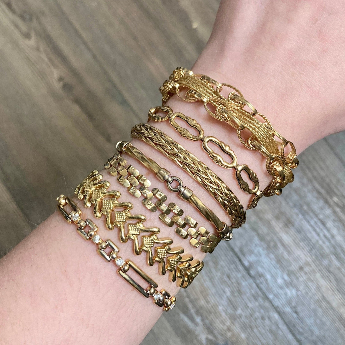 Vintage Woven Charm Bracelet of 14k Gold - Trademark Antiques