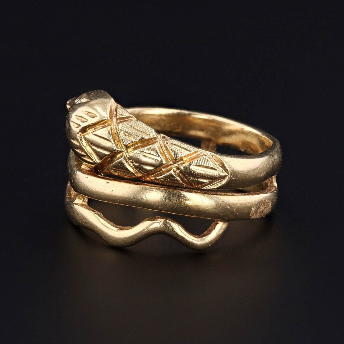 Vintage Wrap Around Snake Ring of 18k Gold - Trademark Antiques