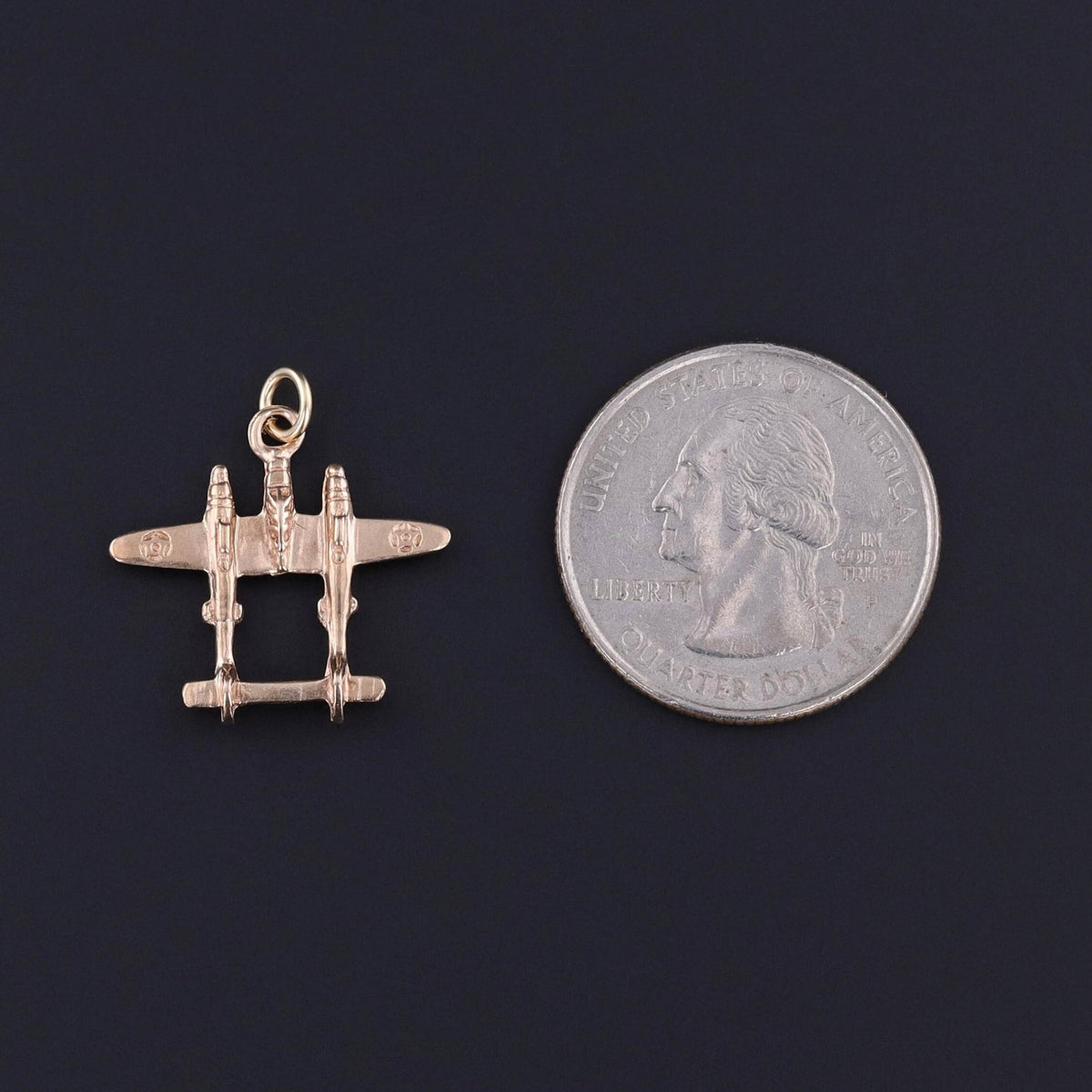 Vintage WWII Fighter Plane Charm of 10k Gold - Trademark Antiques