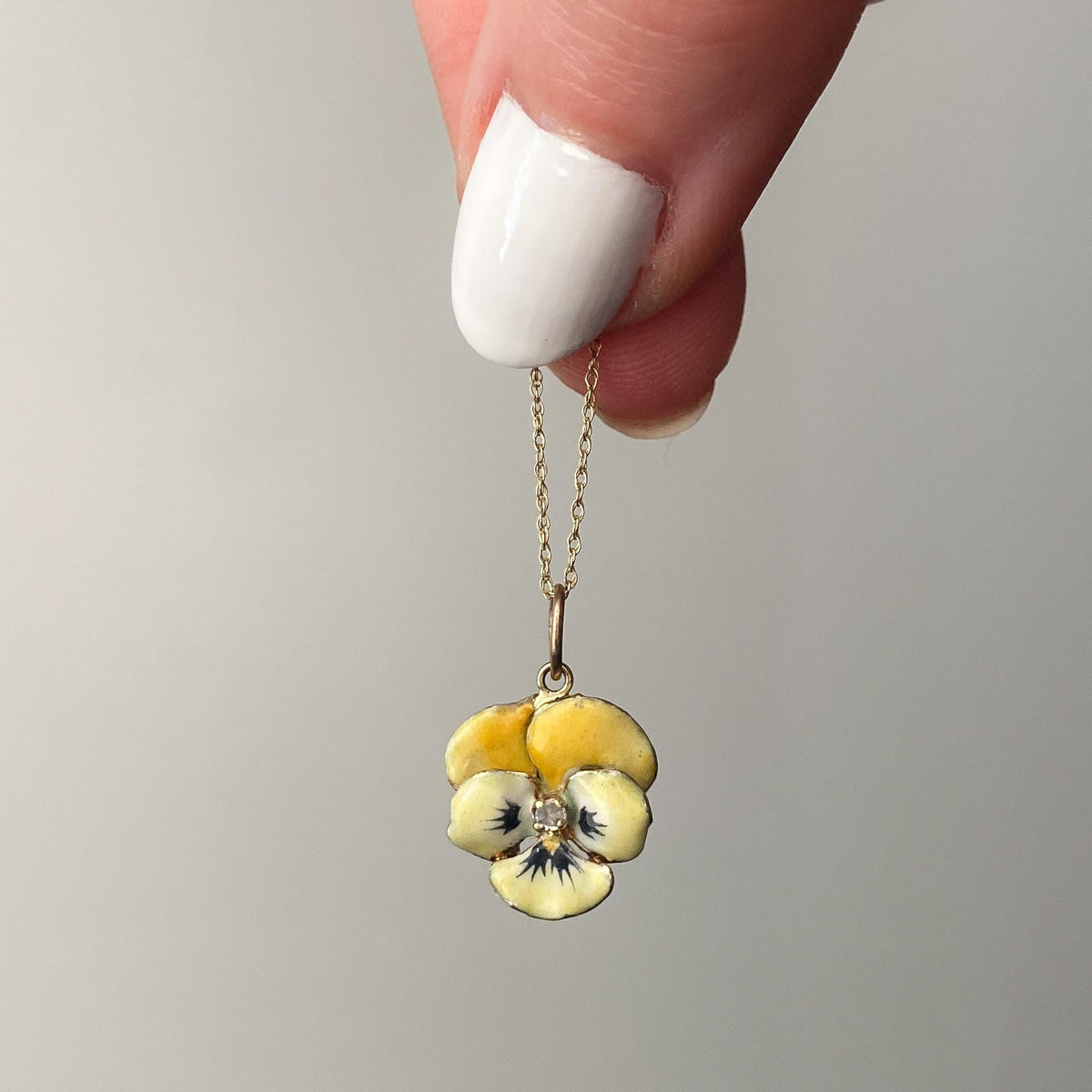 Vintage Yellow Enamel Pansy Charm of 14k Gold - Trademark Antiques