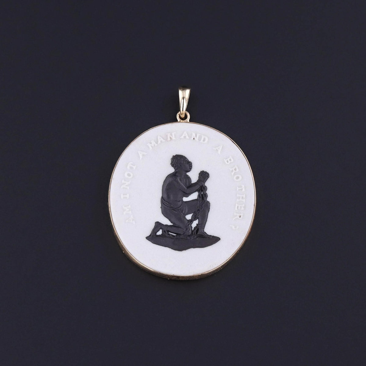 Wedgwood Anti - Slavery Pendant of 14k Gold - Trademark Antiques