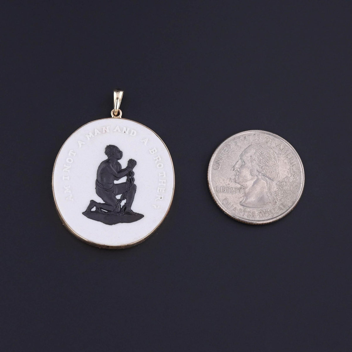 Wedgwood Anti - Slavery Pendant of 14k Gold - Trademark Antiques