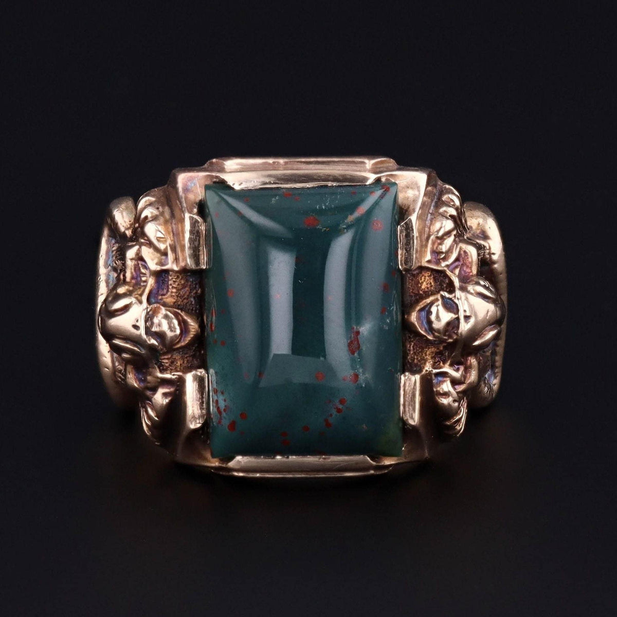 10k Gold Bloodstone Snake Ring | Vintage Ring - Trademark Antiques