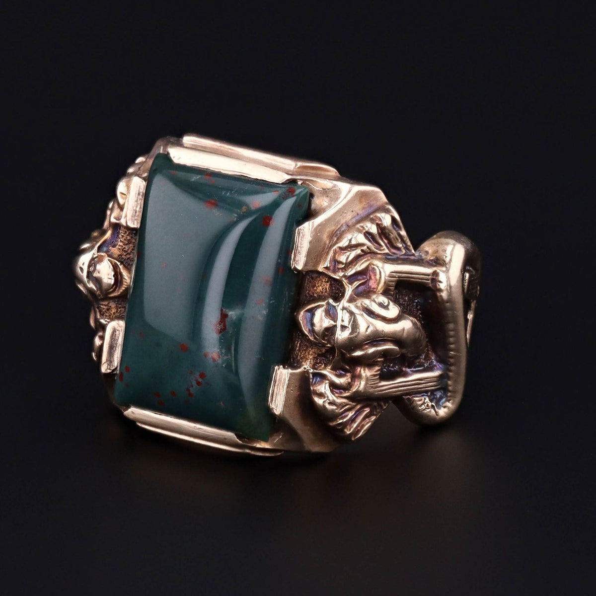 10k Gold Bloodstone Snake Ring | Vintage Ring - Trademark Antiques