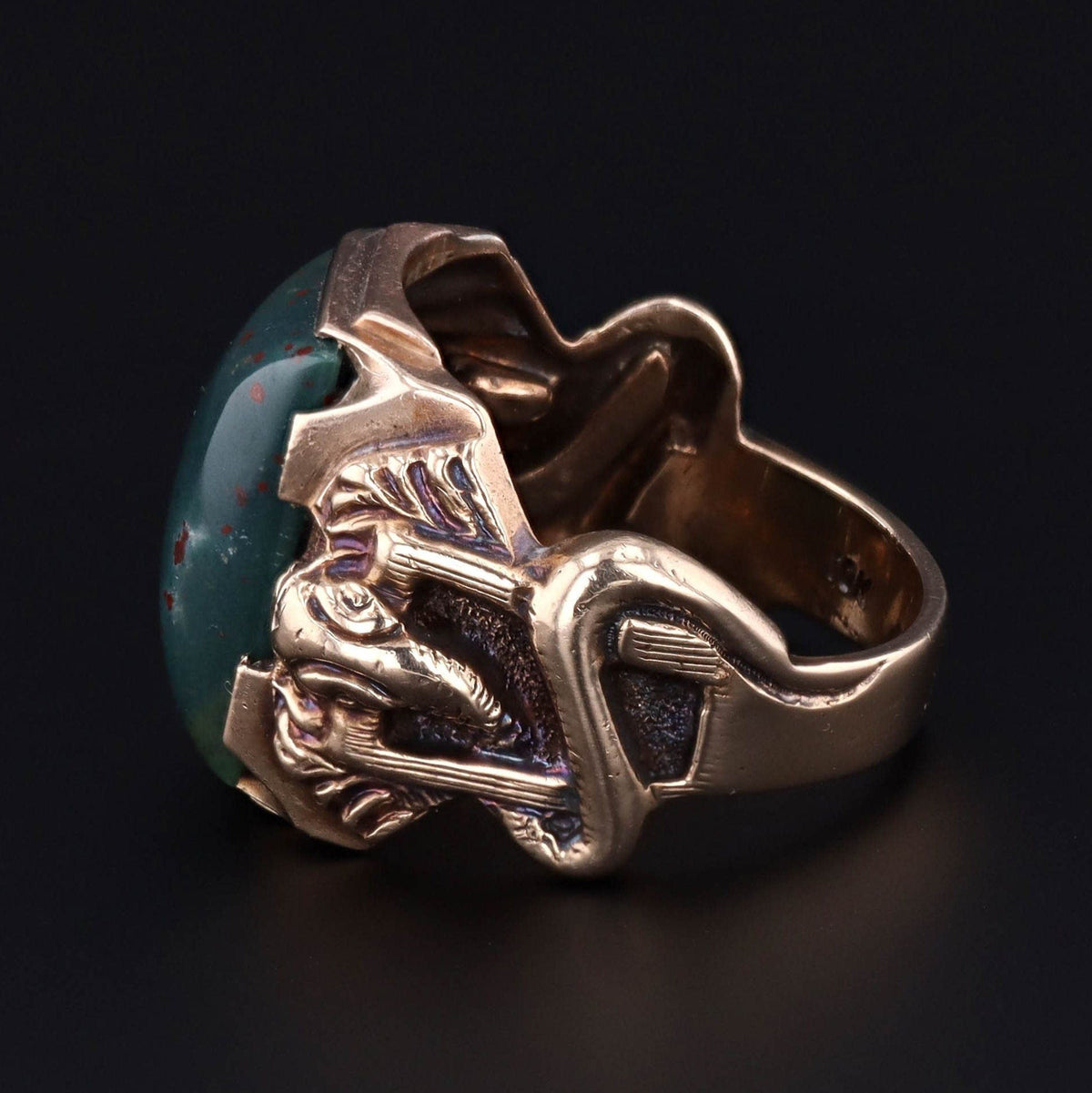 10k Gold Bloodstone Snake Ring | Vintage Ring - Trademark Antiques