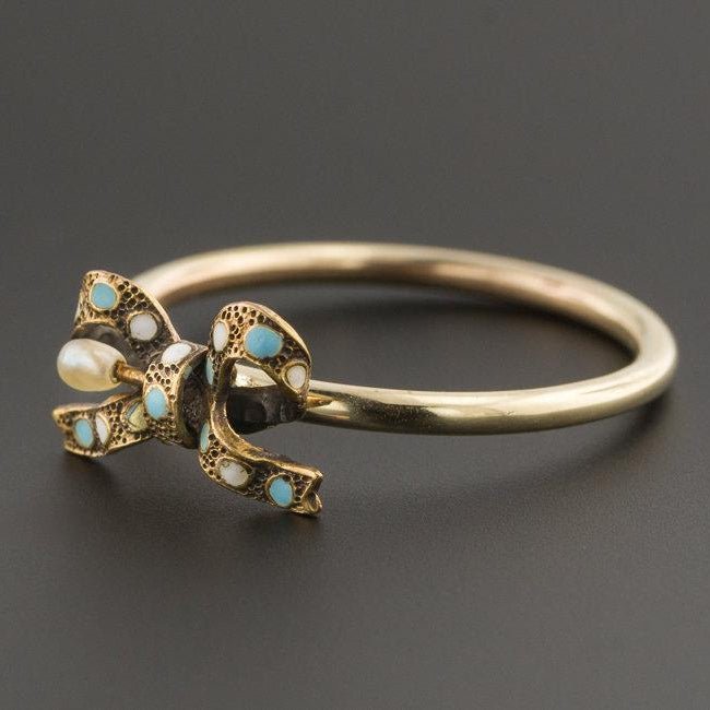 10k Gold Bow Ring | Antique Pin Conversion Ring - Trademark Antiques