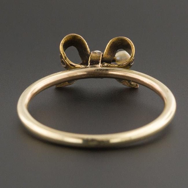 10k Gold Bow Ring | Antique Pin Conversion Ring - Trademark Antiques