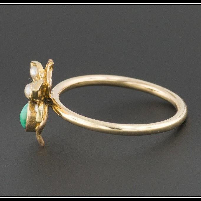 10k Gold Bug Ring | Turquoise Fly Ring - Trademark Antiques