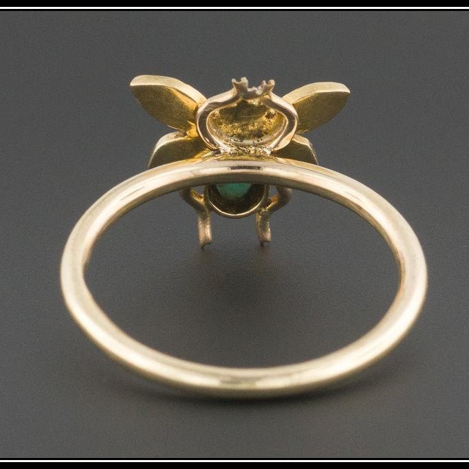 10k Gold Bug Ring | Turquoise Fly Ring - Trademark Antiques