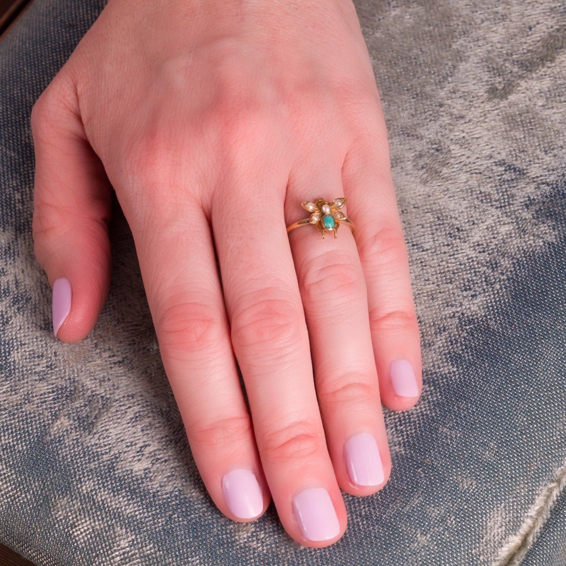 10k Gold Bug Ring | Turquoise Fly Ring - Trademark Antiques
