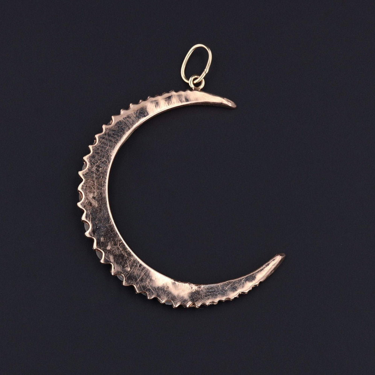 10k Gold Crescent Moon Pendant | Simulated Pearl Crescent Pendant - Trademark Antiques