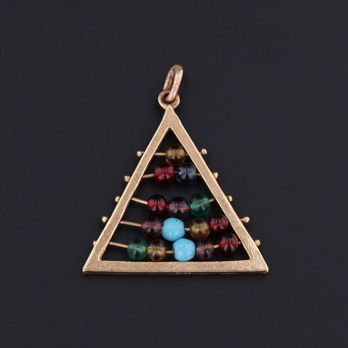 10k Gold &amp; Glass Bead Abacus Charm | 10k Gold Charm - Trademark Antiques
