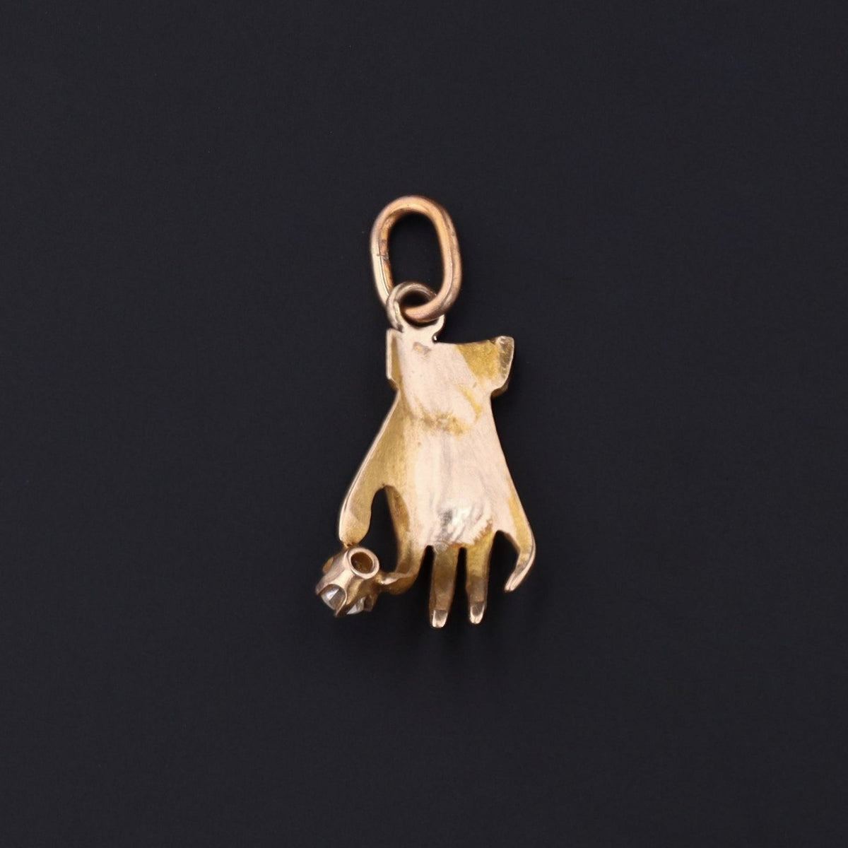 10k Gold Hand Charm | Diamond Hand Pendant - Trademark Antiques