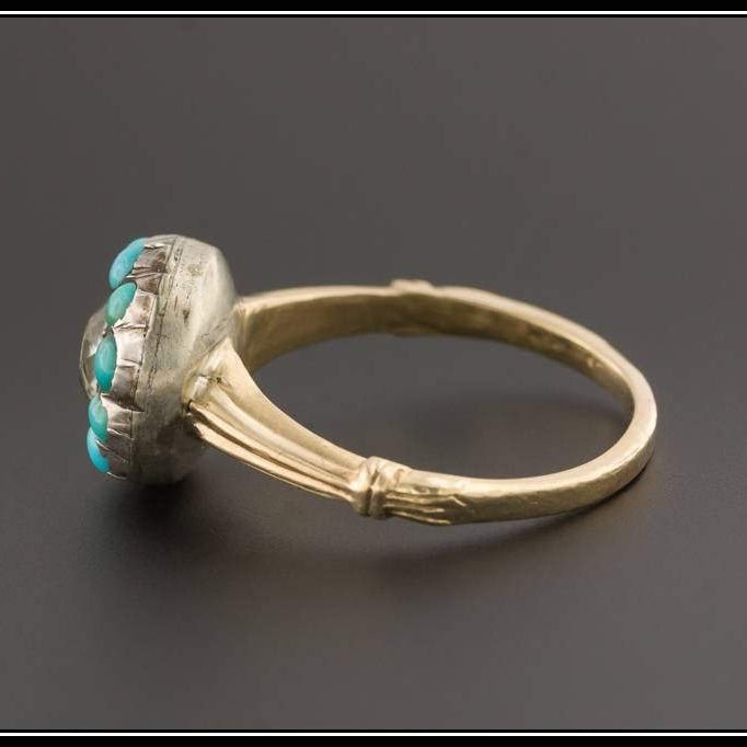 10k Gold Turquoise and Paste Ring | Antique Silver &amp; 10k Gold Ring - Trademark Antiques