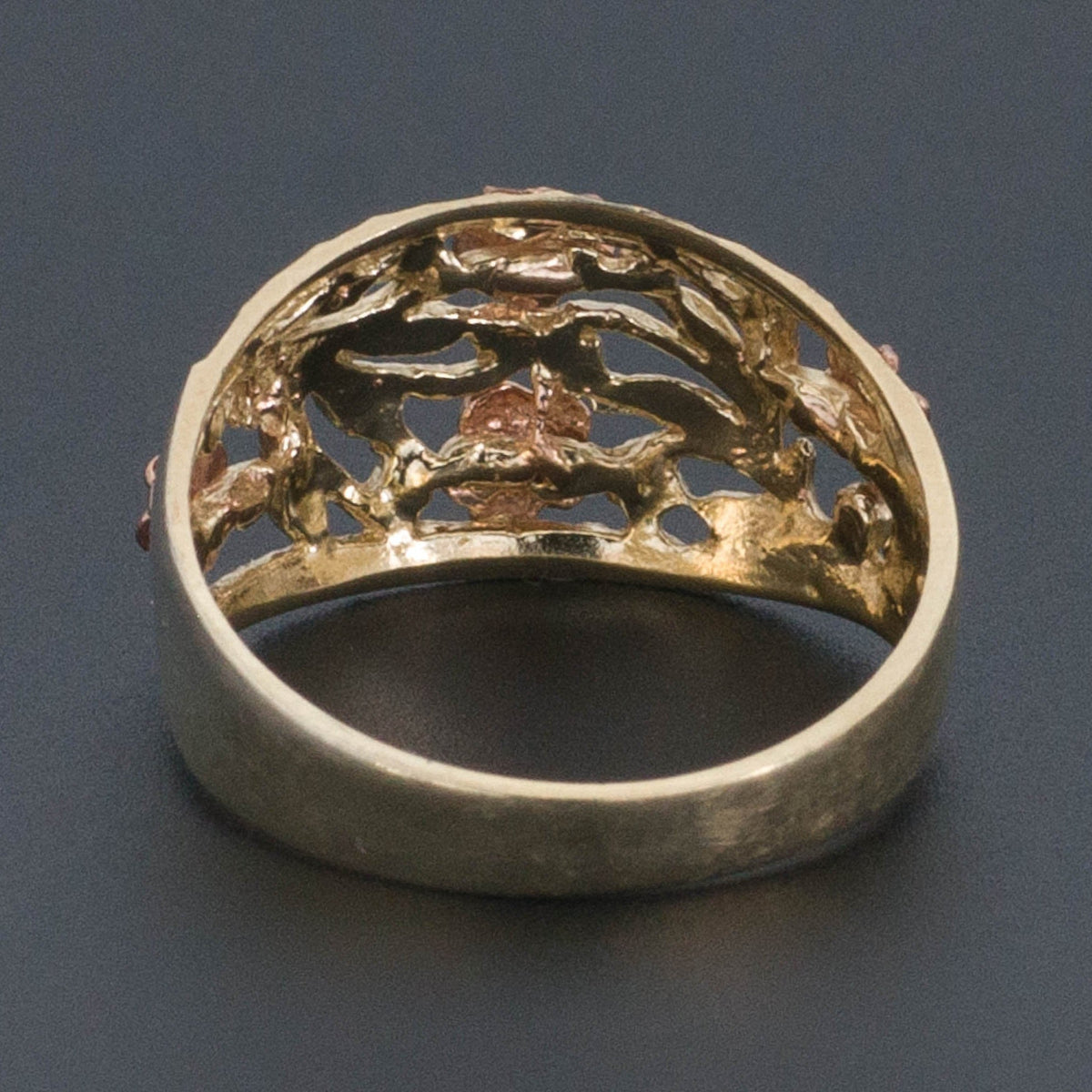 10k Rose and Yellow Gold Ring | Pink Rose Ring - Trademark Antiques