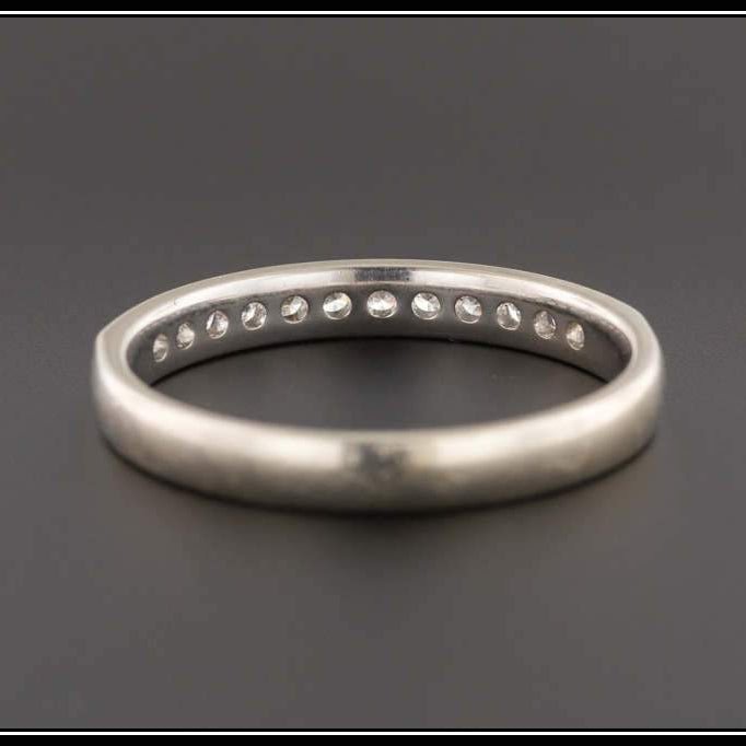 10k White Gold Diamond Band | Diamond Wedding Band - Trademark Antiques