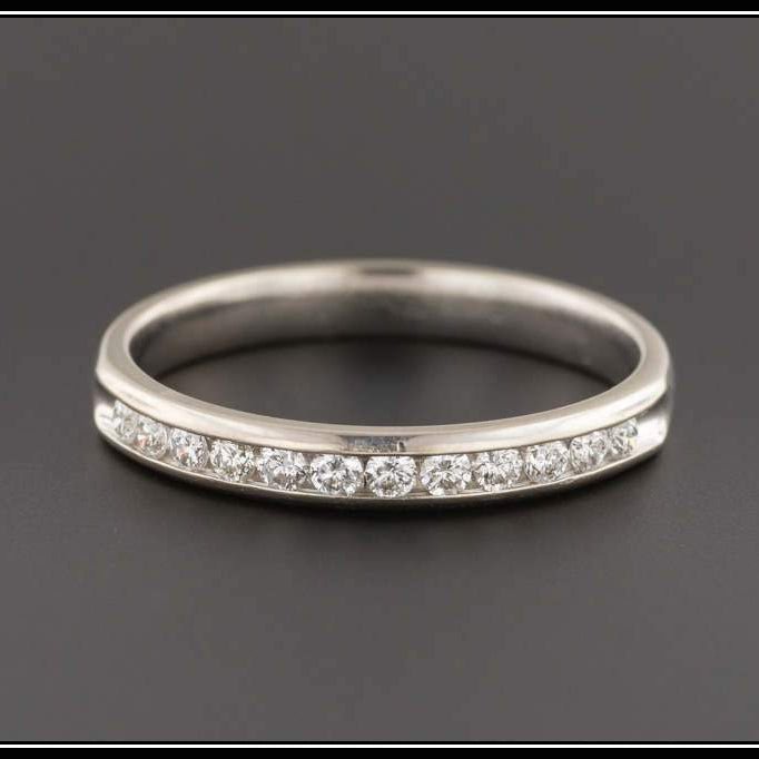 10k White Gold Diamond Band | Diamond Wedding Band - Trademark Antiques