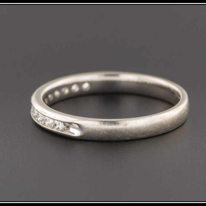 10k White Gold Diamond Band | Diamond Wedding Band - Trademark Antiques