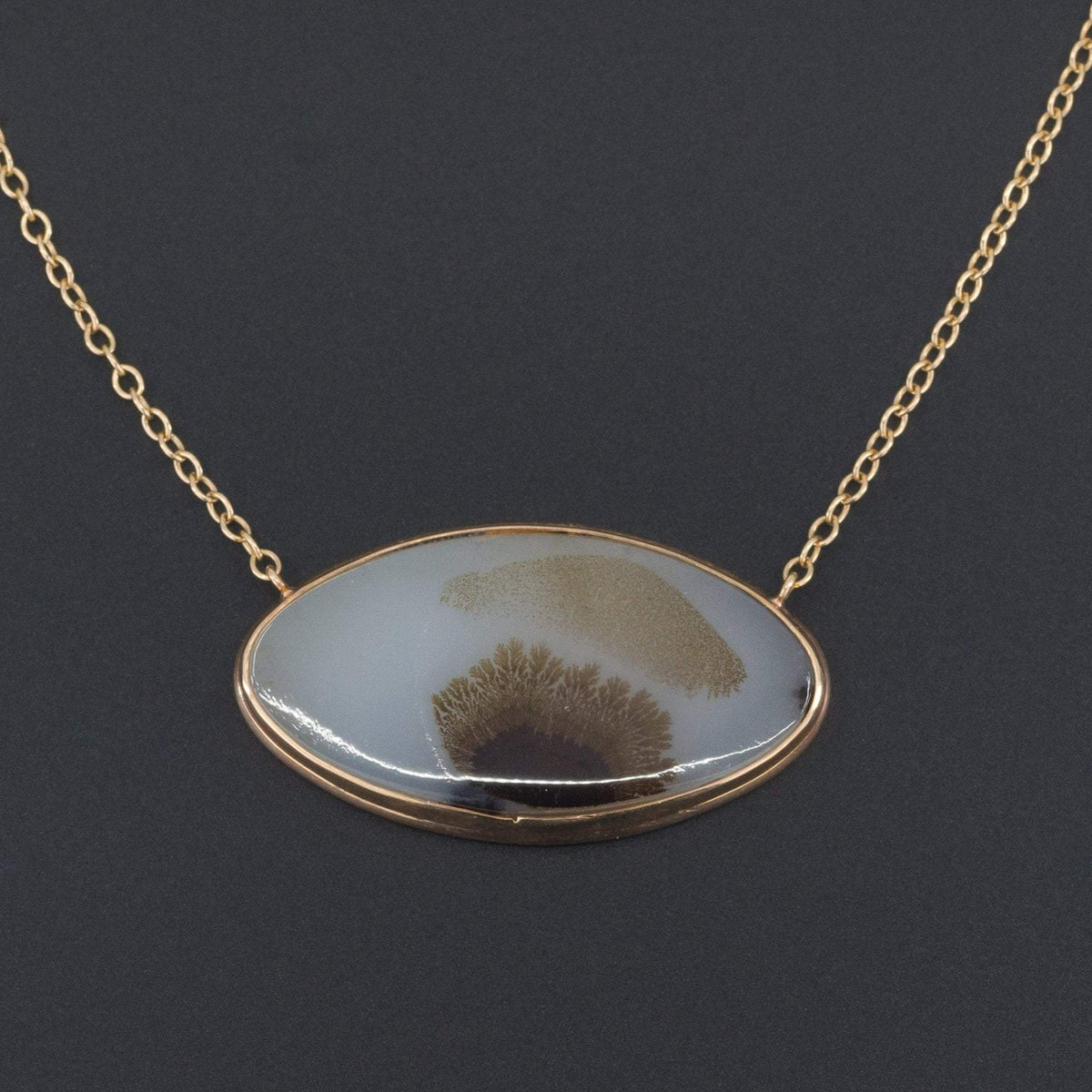 14k Agate Necklace | Antique Pin Conversion Necklace - Trademark Antiques