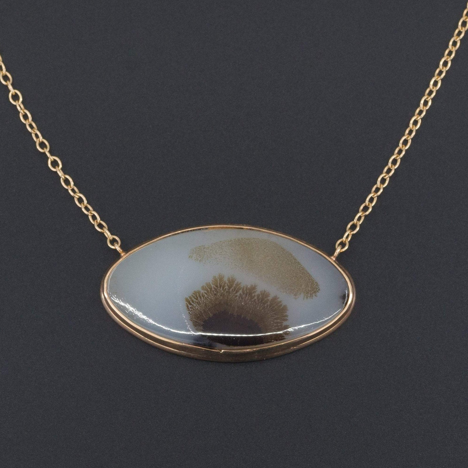 14k Agate Necklace | Antique Pin Conversion Necklace - Trademark Antiques