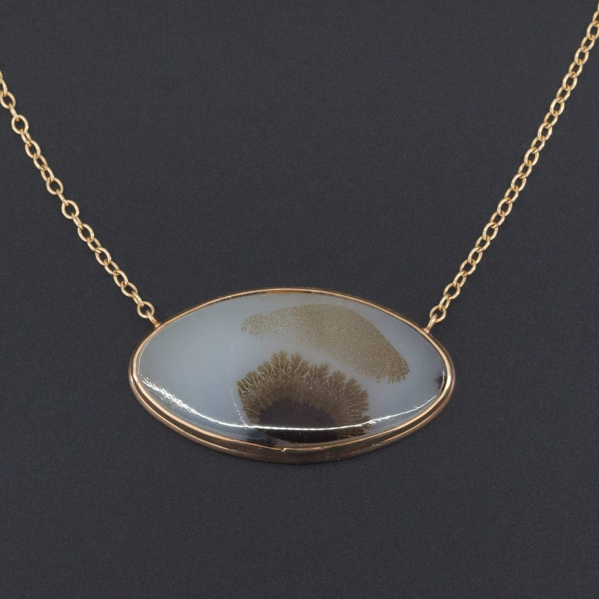 14k Agate Necklace | Antique Pin Conversion Necklace - Trademark Antiques