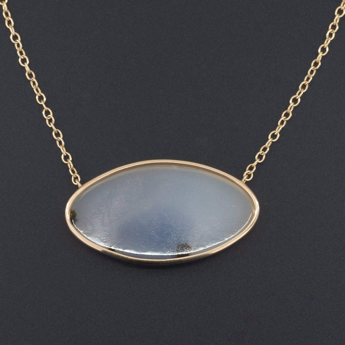 14k Agate Necklace | Antique Pin Conversion Necklace - Trademark Antiques