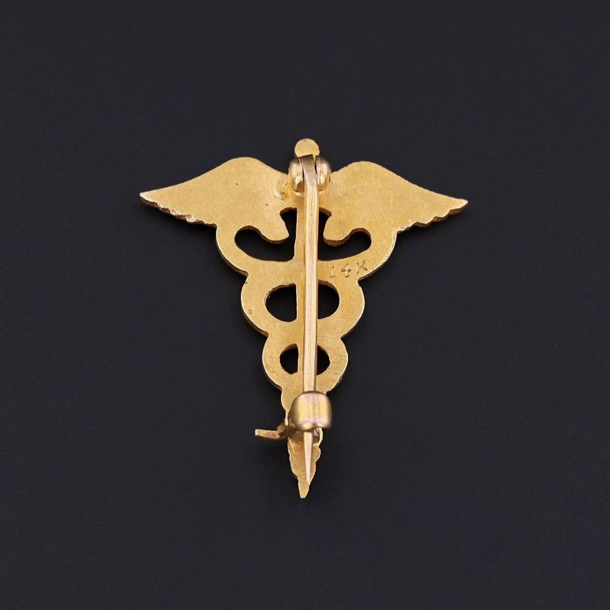 14k Caduceus Brooch | Caduceus Medical Brooch - Trademark Antiques