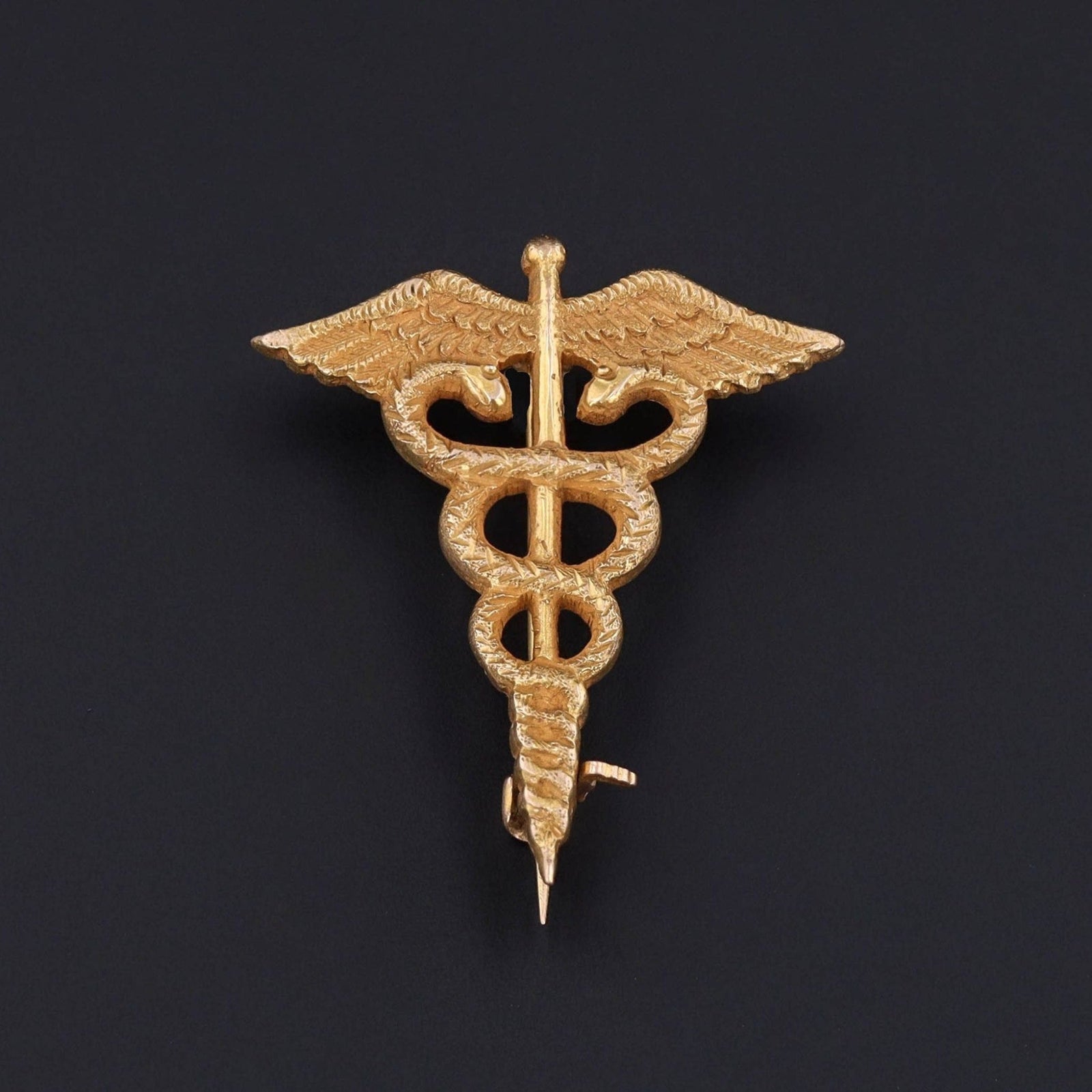14k Caduceus Brooch | Caduceus Medical Brooch - Trademark Antiques