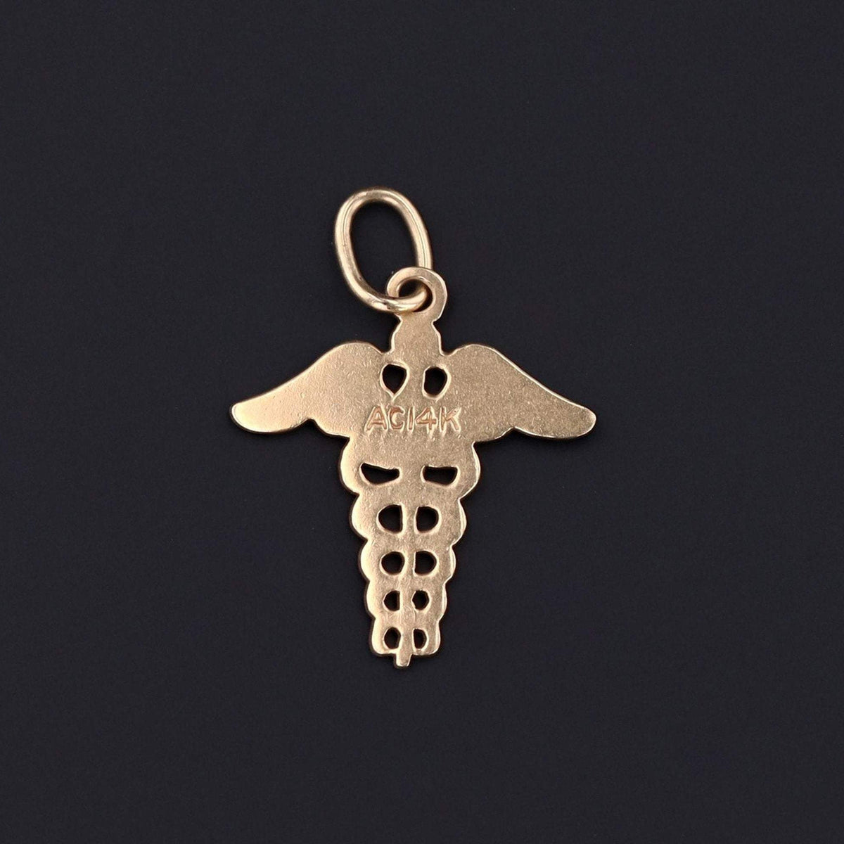 14k Caduceus Charm or Pendant | Antique Caduceus Medical Charm - Trademark Antiques