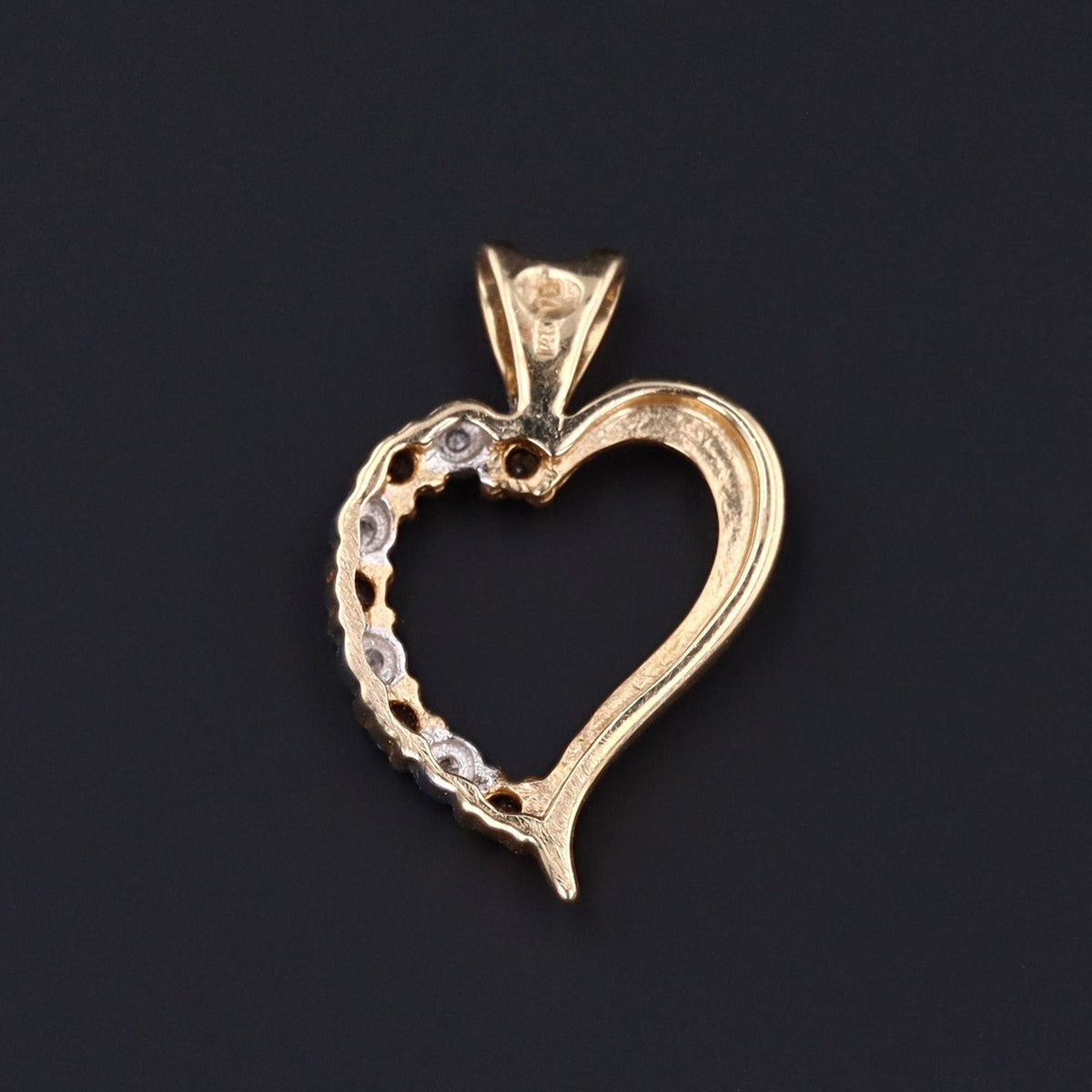 14k Diamond &amp; Sapphire Heart Pendant | 14k Gold Heart Pendant - Trademark Antiques