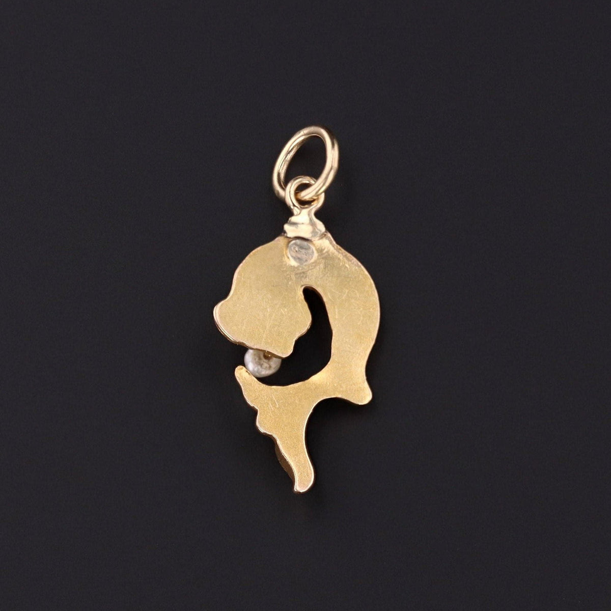 14k Fish Charm or Pendant | 14k Fish with Pearl Pendant - Trademark Antiques