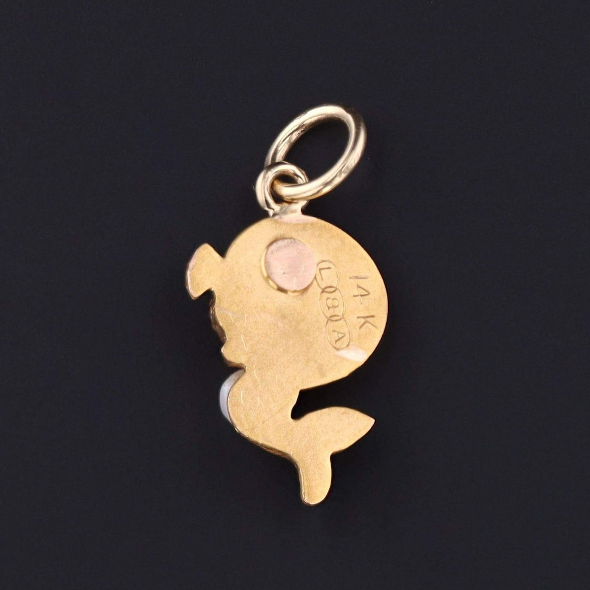 14k Fish Charm or Pendant | 14k Fish with Pearl Pendant - Trademark Antiques