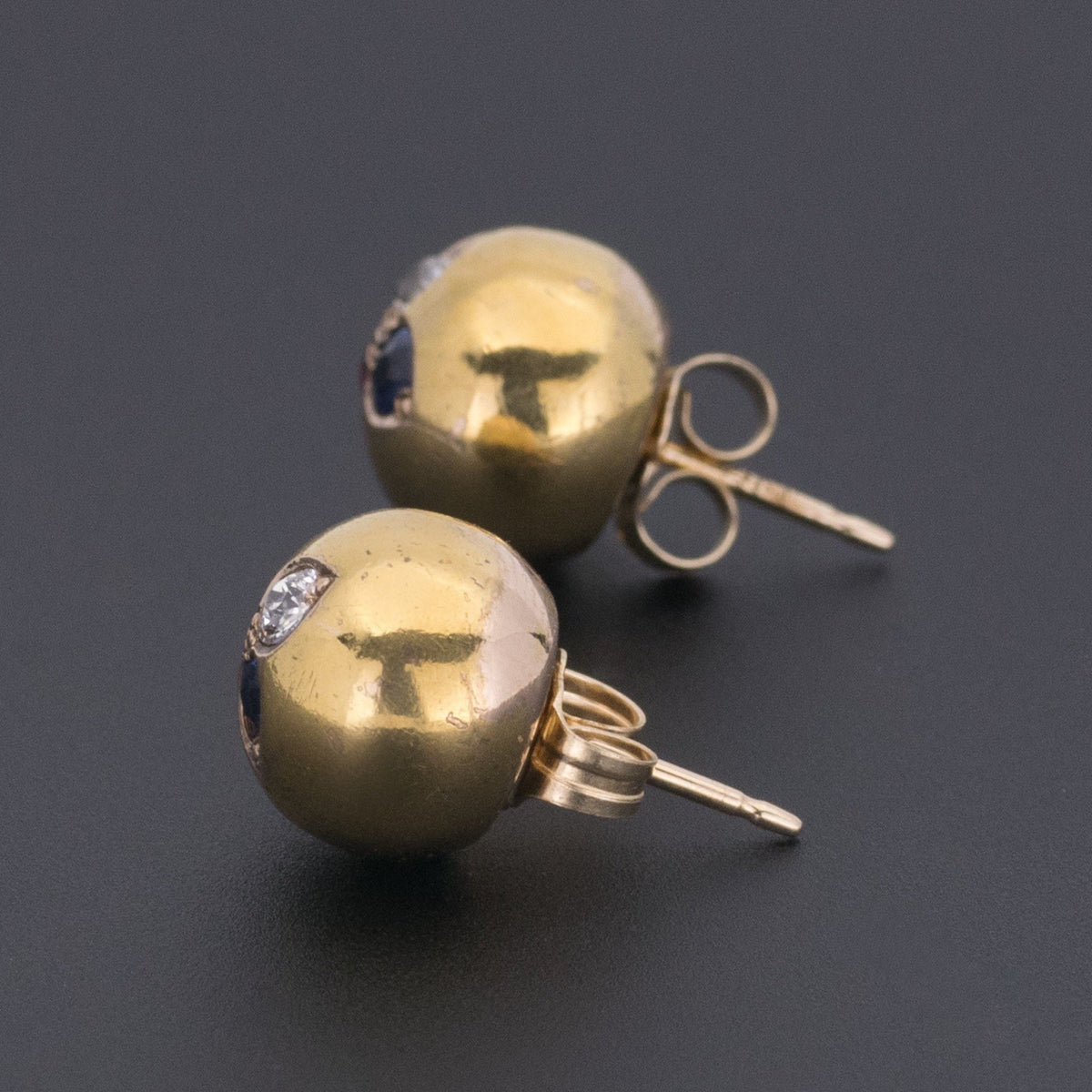 14k God Ball Earrings | Antique Sapphire Ruby and Diamond Shamrock Earrings - Trademark Antiques