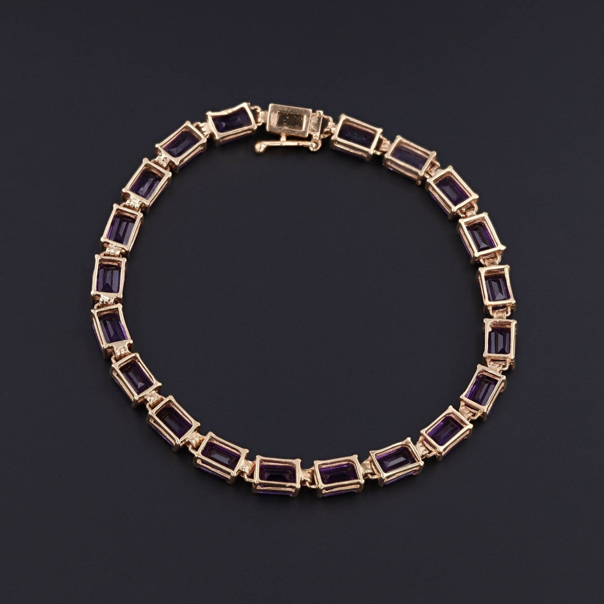 14k Gold &amp; Amethyst Tennis Bracelet | Amethyst Bracelet - Trademark Antiques