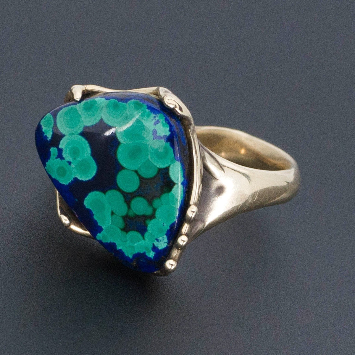 14k Gold Azurite Malachite Ring | Vintage Ring - Trademark Antiques