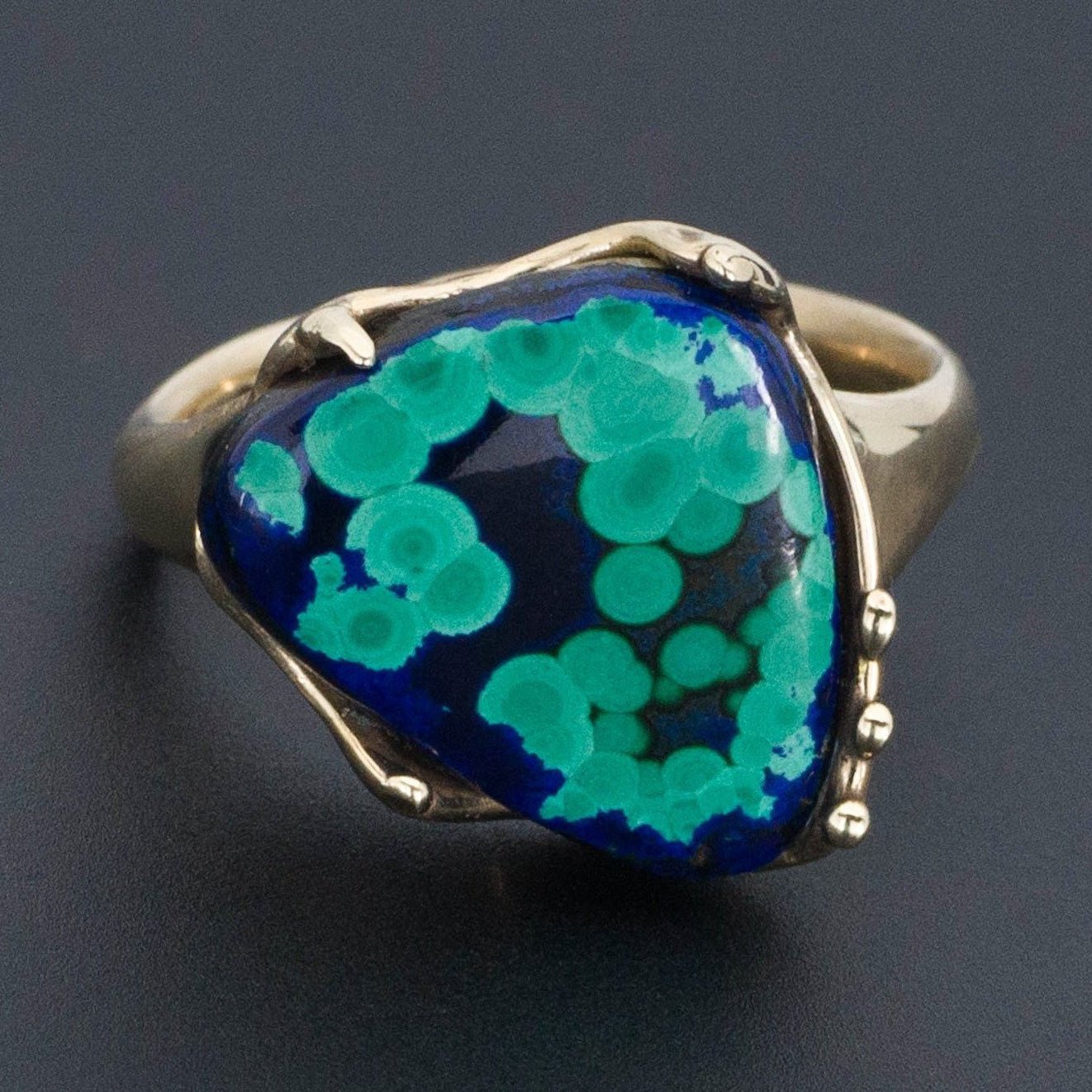 14k Gold Azurite Malachite Ring | Vintage Ring - Trademark Antiques