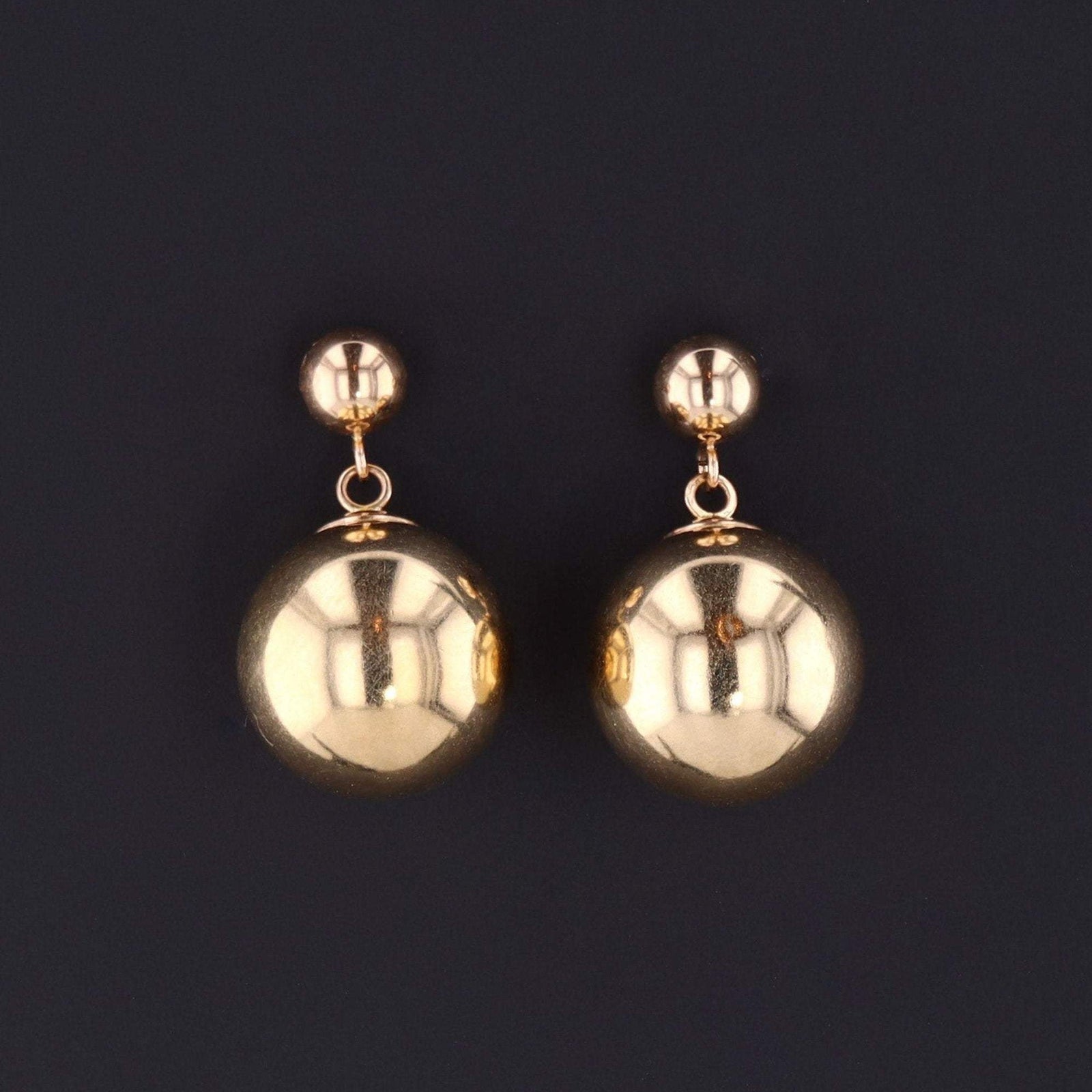 14k Gold Ball Earrings | Vintage 14k Gold Earrings - Trademark Antiques