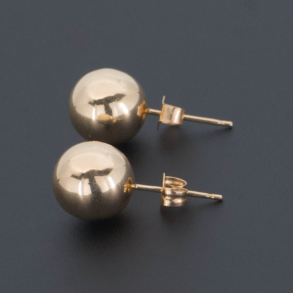 14k Gold Ball Earrings | Vintage 14k Gold Earrings - Trademark Antiques
