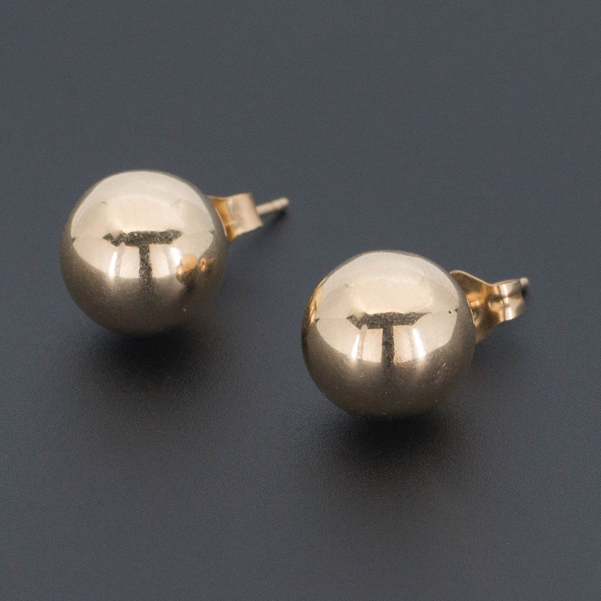 14k Gold Ball Earrings | Vintage 14k Gold Earrings - Trademark Antiques